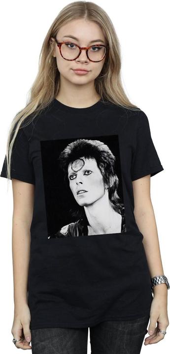 Actual product image David Bowie Womens/Ladies Ziggy Looking Cotton Boyfriend T-Shirt (S)