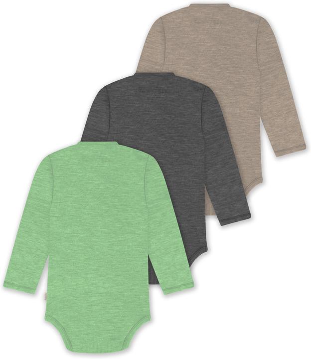 Actual product image Normani Set of 3 baby body wrap long sleeve toddler bodysuit made from merino wool - 9357 (50)
