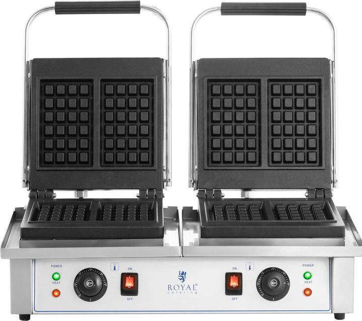 Produktbild Royal Catering Doppel-Waffeleisen belgisches Waffeleisen Waffelmaschine rechteckig 2 x 2.000 W