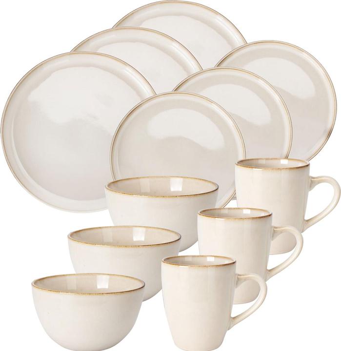 Immagine prodotto Duka Edles Geschirr-Set aus Steingut, 16-teilig, creme-beige (16 Pezzo/i)