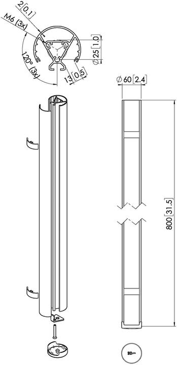 Immagine prodotto Vogels PUC 2408 Palo 80 cm, colore nero, Asta, Nero, 40 kg, TÜV, 800 mm, 6 cm