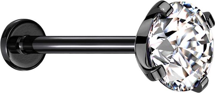 Produktbild Star Piercing Micro Threadless Labret schwarz mit Kristall silber gefasst (Chirurgenstahl 316L, ohne Messing)