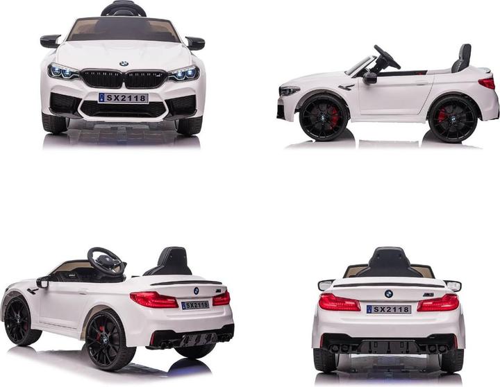 Produktbild Es-toys Elektro Kinderfahrzeug weiss "BMW M5" - Lizenziert - 12V7A Akku, 2 Motoren- 2,4Ghz Fernsteuerung, MP (12 V)