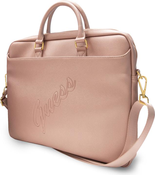 Actual product image Guess Saffiano Vintage Scrip Computer Bag (15")