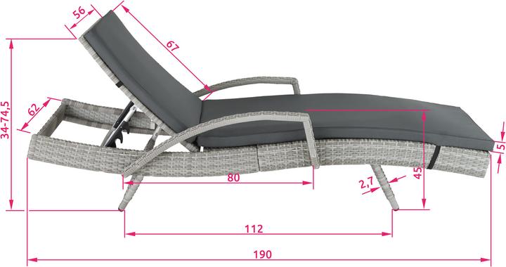 Produktbild tectake Rattan Sonnenliege Océane (190 cm)