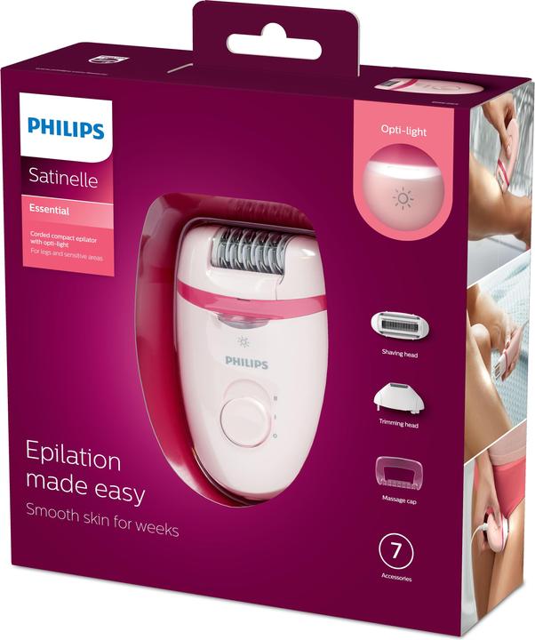 Produktbild Philips Corded Compact Epilator BRE285/00 Satinelle Essential Baltas/Rožinė, Corded