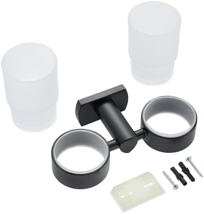 Image du produit Biasca Porte-verre noir mat, double (19 x 10.5 x 9.5 cm)