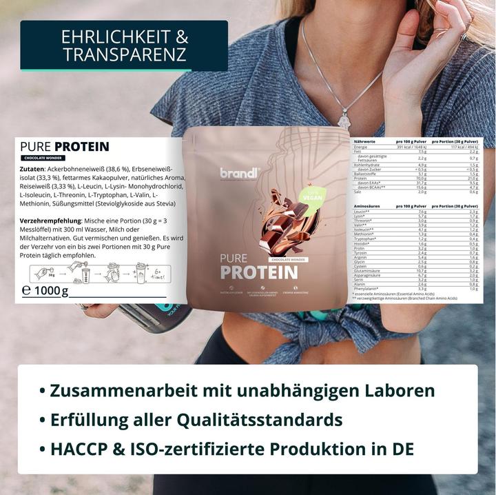 Immagine prodotto Brandl-Nutrition Proteine Pure Vegan (Cioccolato, 1 pz., 1000 g)