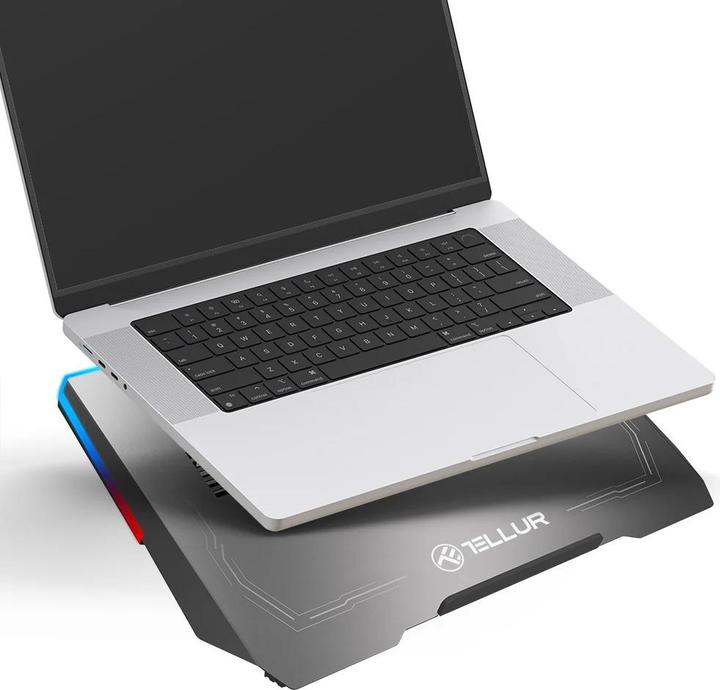 Produktbild Tellur Cooler laptop Shade 17, 3 fans, RGB LED, USB, USB-C, Aluminum grey