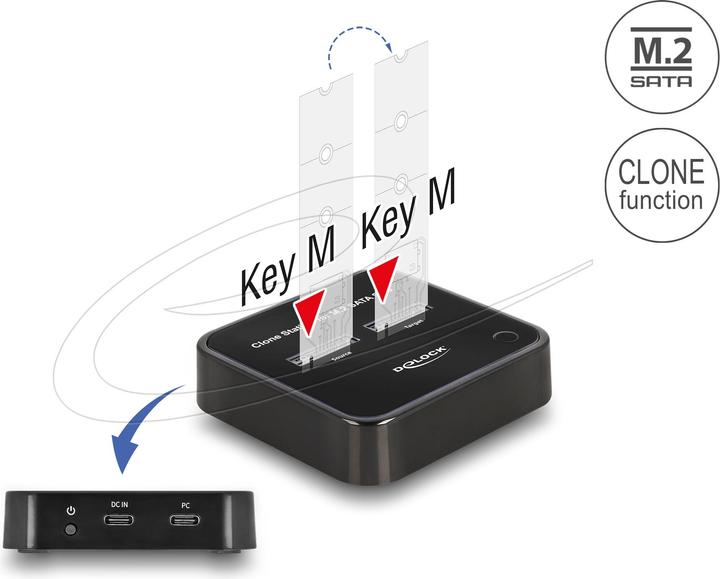 Actual product image Delock M.2 docking station for 2 x M.2 SATA SSD with clone function