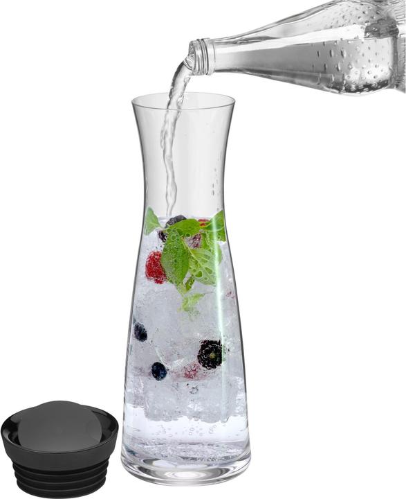 Produktbild WMF Wasserkaraffe 1l Glaskaraffe Karaffe Basic Kippdeckel schwarz (1 l)