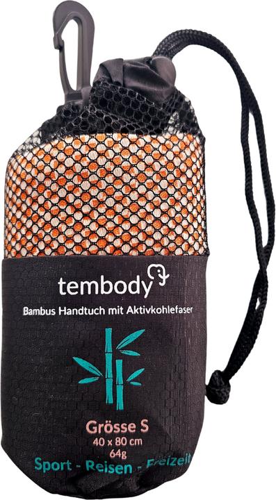 Image du produit Tembo Serviette de voyage en bambou avec fibres de charbon actif Orange S