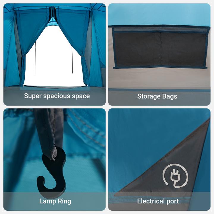 Immagine prodotto VidaXL Tenda familiare con finestre Cupola blu per 4 persone Impermeabile (Tenda a cupola, 4 persone)