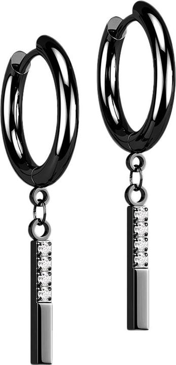 Image du produit Star Piercing Boucle d'oreille noir pendentif poutre avec cristaux (sans laiton, Acier chirurgical 316L)