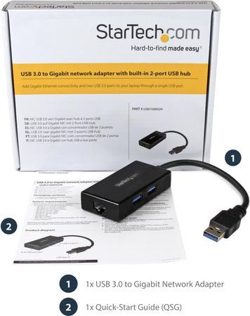 Actual product image StarTech USB 3.0 Gigabit Ethernet and USB 3.0 Hub (USB-A, 1 Ports)