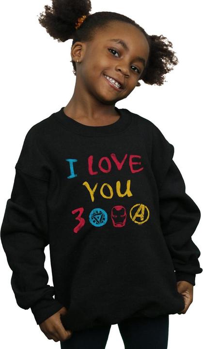 Actual product image Girls Avengers Endgame I Love You 3000 Crayons Sweatshirt (116)