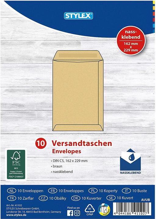 Produktbild Stylex Versandtaschen DIN C5 bra 10St (10 x)
