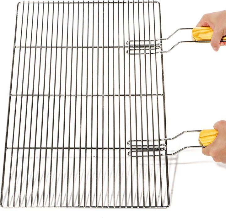 Actual product image Wiltec BBQ Grillrost Eckig 67x40cm Edelstahl Grillgitter Handgriffe Gasgrill Kugelgrill
