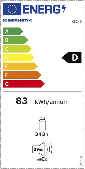 Etichetta energetica Kibernetik Frigorifero D9470240 (242 l)