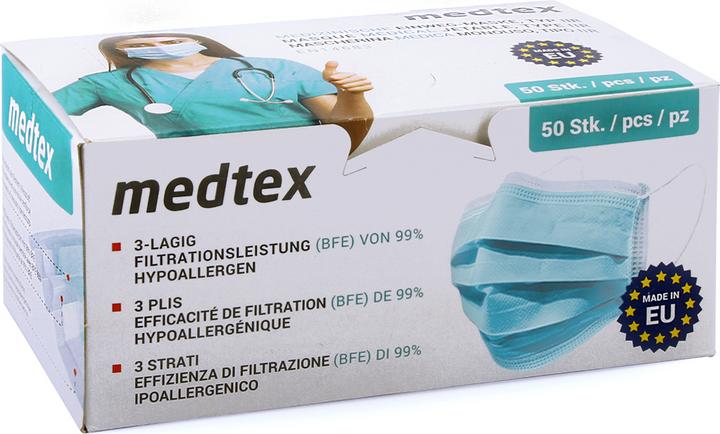 Immagine prodotto Medtex Maschere mediche monouso tipo IIR, 50 pezzi. (Classe di protezione 1, 50 x)