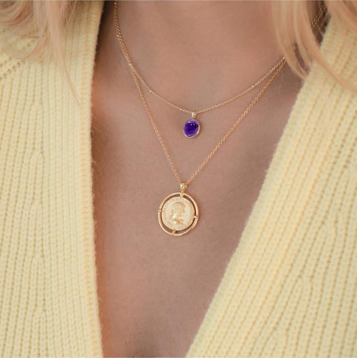 Actual product image Glanzstücke München Ladies sterling silver amethyst yellow gold 40.0 cm base chain + 5.0 cm extension - 11040 (Sterling Silver, 40 - 45 cm)