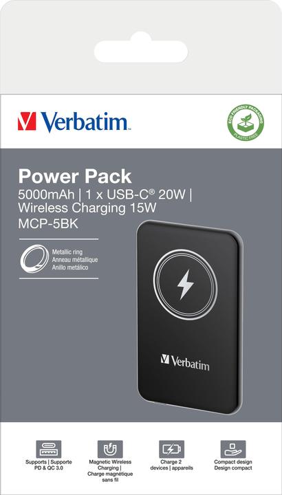 Immagine prodotto Verbatim POWER BANK 5000 NOIR (5000 mAh, 20 W, 18.50 Wh)