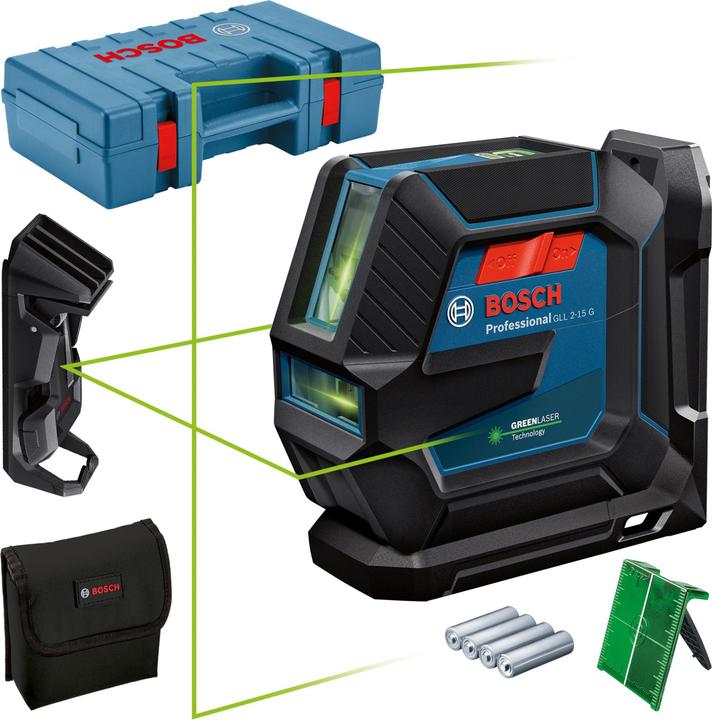 4 x 1.5 V LR6 battery (AA), craftsman's case, laser target board, bag