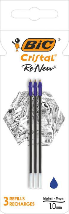Actual product image Bic Biros refill Cristal RE'NEW (Gel mine, Blue, 0.40 mm)