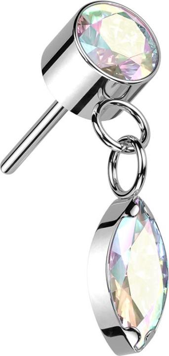 Produktbild Star Piercing Threadless Zylinder silber Kristall multicolor Anhänger Ovaler Kristall multicolor (ohne Messing, Titan G23)