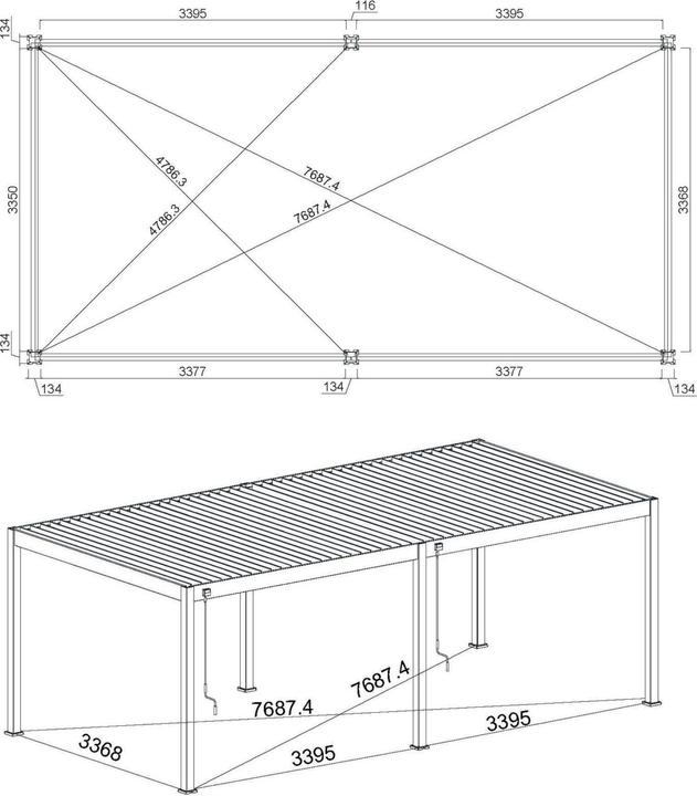 Actual product image Weide Pergola Deluxe Plus 3.6x7.2m with slatted roof white (360 cm, 720 cm)