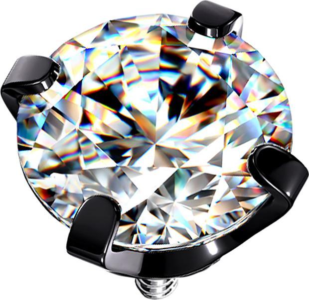 Produktbild Star Piercing Dermal Anchor schwarz Kristall silber gefasst (ohne Messing, Chirurgenstahl 316L)
