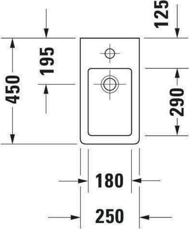Produktbild Duravit Handwaschbecken VERO m ÜL HLB 250x450mm 1 Hahnloch weiss WG (450 mm, 250 mm)