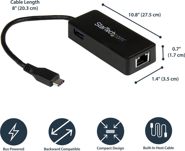 Produktbild StarTech USB-C To Gigabit Adapter (USB, RJ45 (1x))