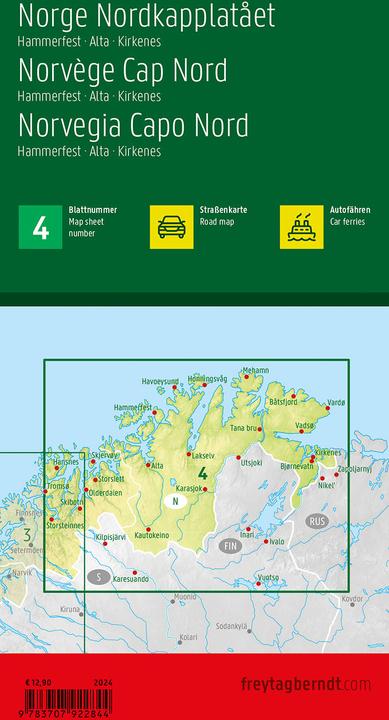 Actual product image Norway North Cape, road map 1:400.000, freytag & berndt