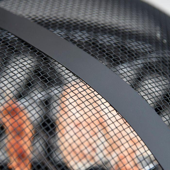 Actual product image Swisshandel24 2in1 fire bowl, spark guard, grill grate, black+brown (78 cm)
