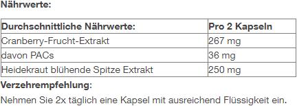 Nährwerte und Zutaten Arkopharma Cys-Control Kapseln (60 Stück, Kapseln, 59 g)