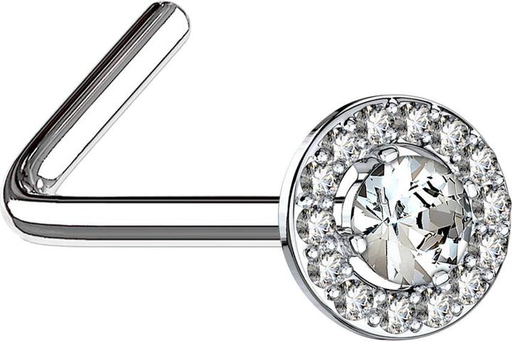 Immagine prodotto Star Piercing Borchia da naso con cerchio angolato in cristallo d'argento e grande cristallo d'argento (Ottone, Acciaio chirurgico 316L)