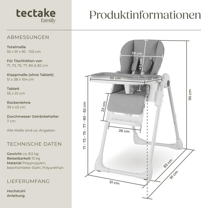 Produktbild tectake Sophia (Hochstuhl)