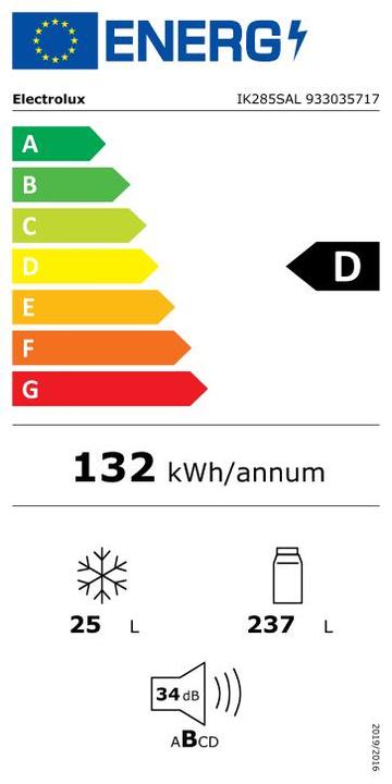 Label énergétique Electrolux IK285SAL (262 l)