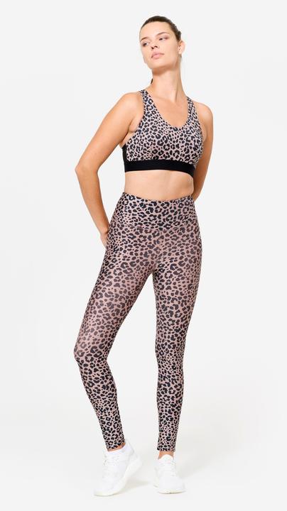 Image du produit Decathlon Brassière dos nageur avec coques maintien modéré Femme, Léopard beige et noir (XL)