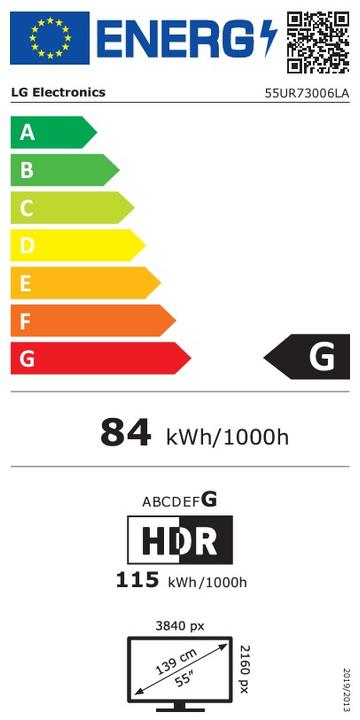 Energie-Label LG 55UR73006LA (55", LED, 4K, 2023)