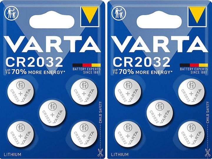 Immagine prodotto Varta Set di 2 batterie a bottone al litio, CR2032, 3 volt, 230 mAh (2x confezione da 5) (2 pz., CR2032, 230 mAh)