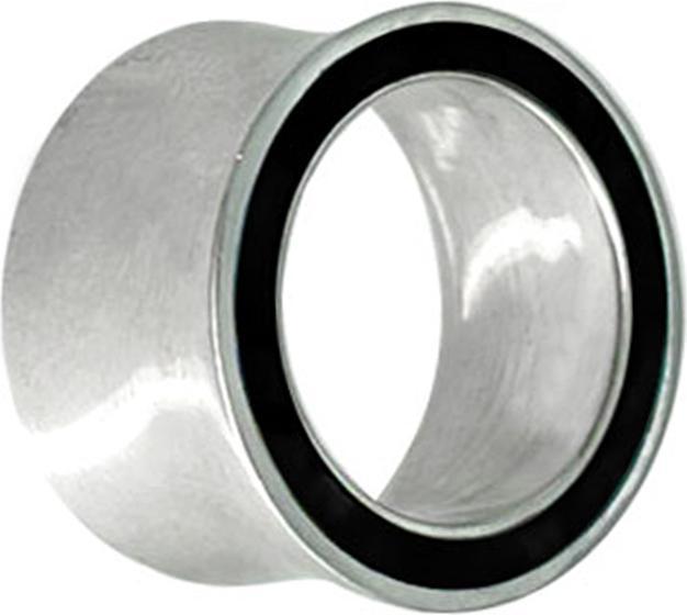 Star Piercing Flared Tunnel silber mit schwarzem Abalone Rand (Messing)