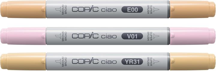 Produktbild Copic CIAO - Marker (YR-31 Light Reddish Yellow, V-01 Heath, E-00 Cotton Pearl, 6 mm, 3 x)