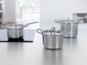 Produktbild BK Q-linair Master Glas Pannenset - 4 delig - Veilig afgietsysteem (16 cm, Kochtopf, Edelstahl)