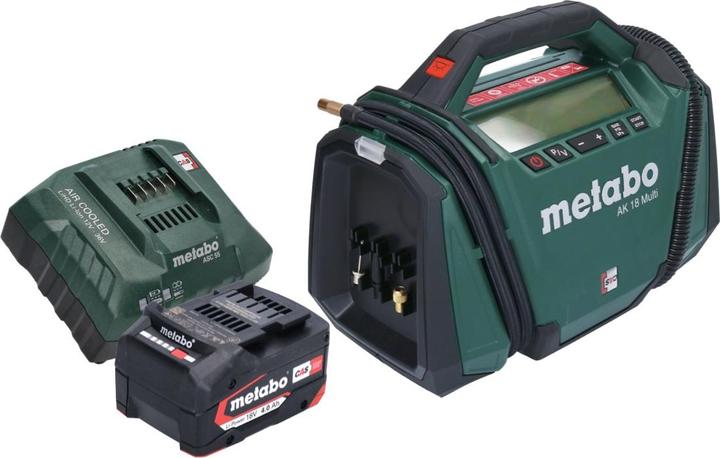 Immagine prodotto Metabo AK 18 Compressore multi batteria 18 V 11 bar + 1x batteria 4.0 Ah + caricabatterie (11 bar, 0 l)
