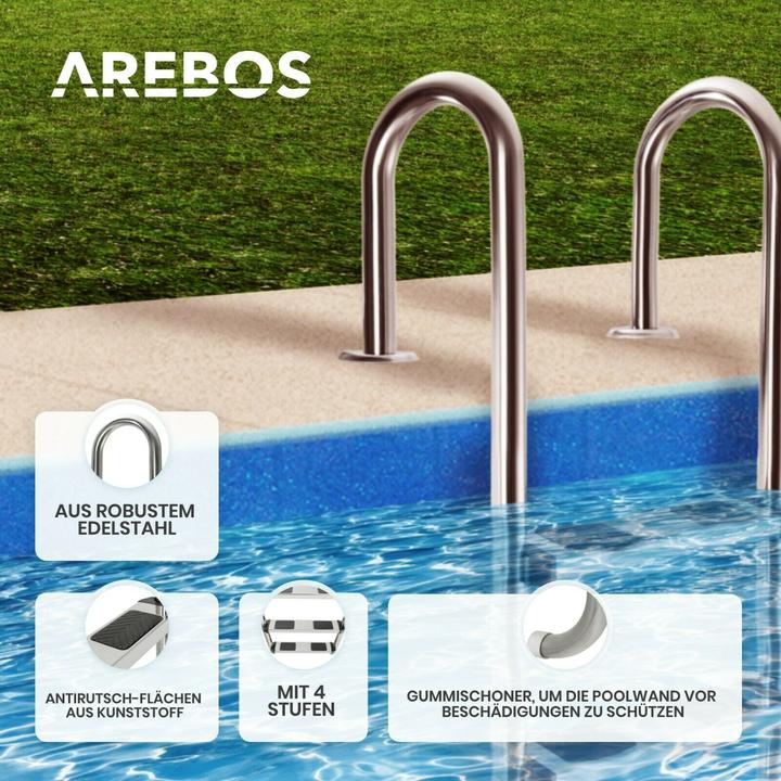 Image du produit Arebos Échelle de piscine en acier inoxydable