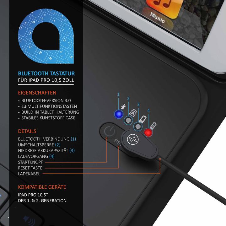 Actual product image Aplic Bluetooth keyboard with leather case for iPad Pro 10.5". (DE, iPad Pro 10.5)