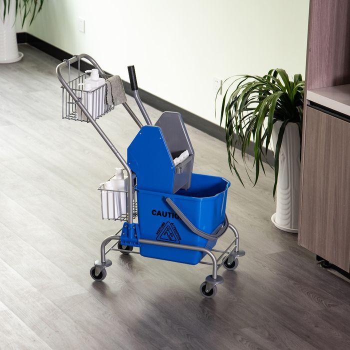 Produktbild Swisshandel24 Putzwagen Reinigungswagen 26 Liter Wischwagen mit Wringer Rollen Blau (1 Stk.)