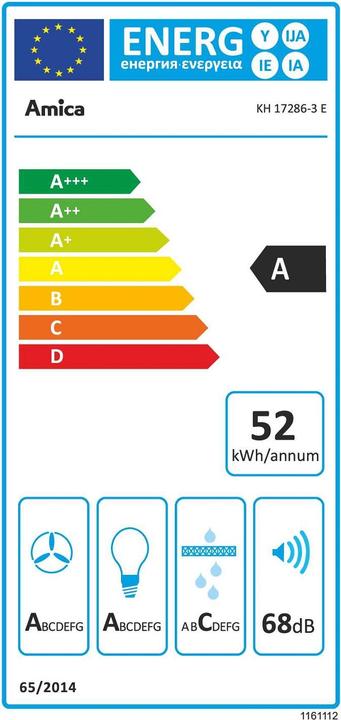 Label énergétique Amica Hotte de cheminée (Hotte murale)